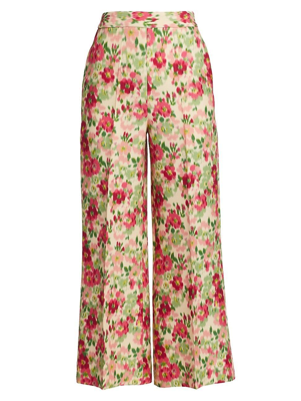 Womens Cropped Floral Side Zip Pants Product Image