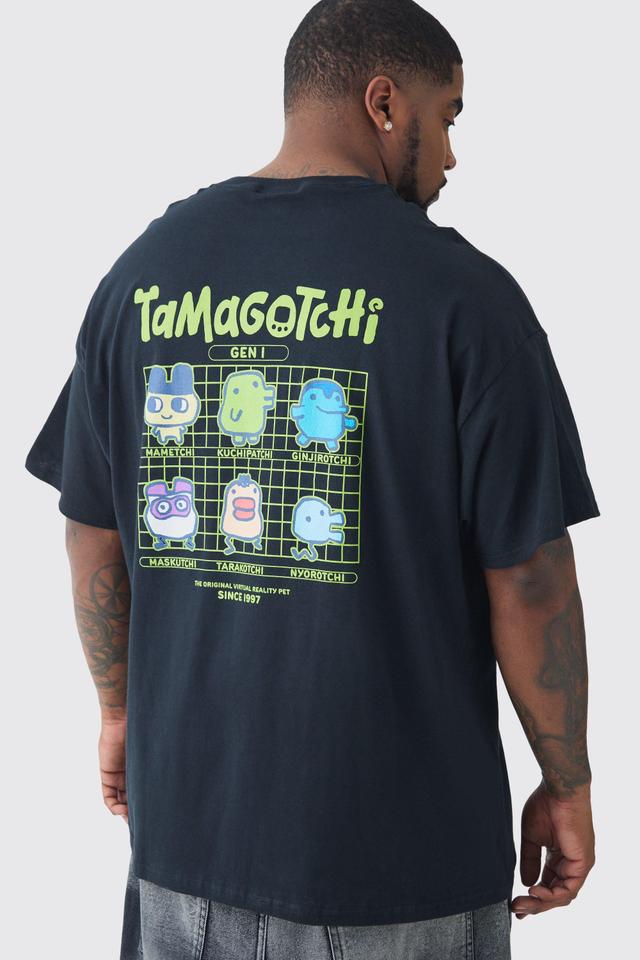 Plus Tamogotchi Back Print License T-shirt In Black | boohooMAN USA Product Image