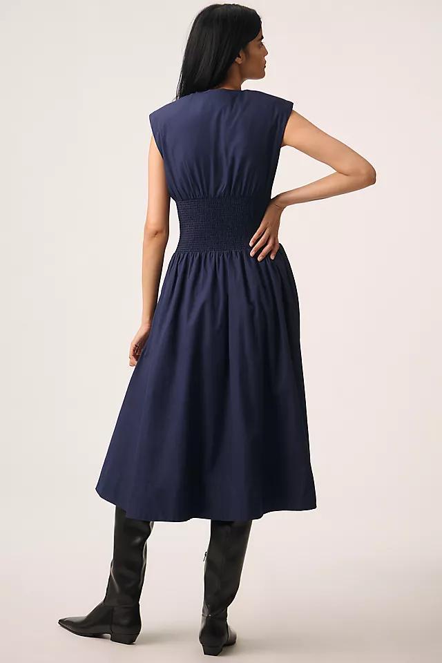 The Tommie Cap-Sleeve Smocked Front-Zip Shirt Dress Product Image