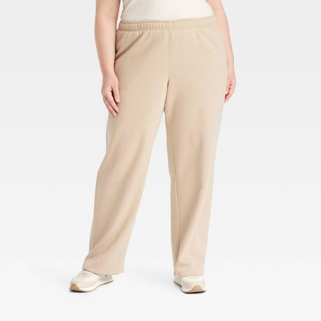 Womens Mid-Rise Knit Straight Leg Sweatpants - Universal Thread Tan 1X Product Image