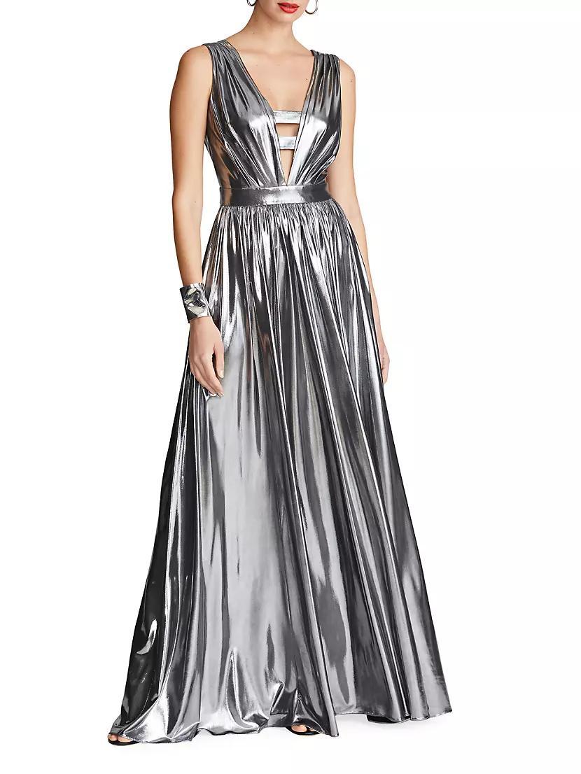 Titania Metallic V-Neck Sleeveless Gown Product Image