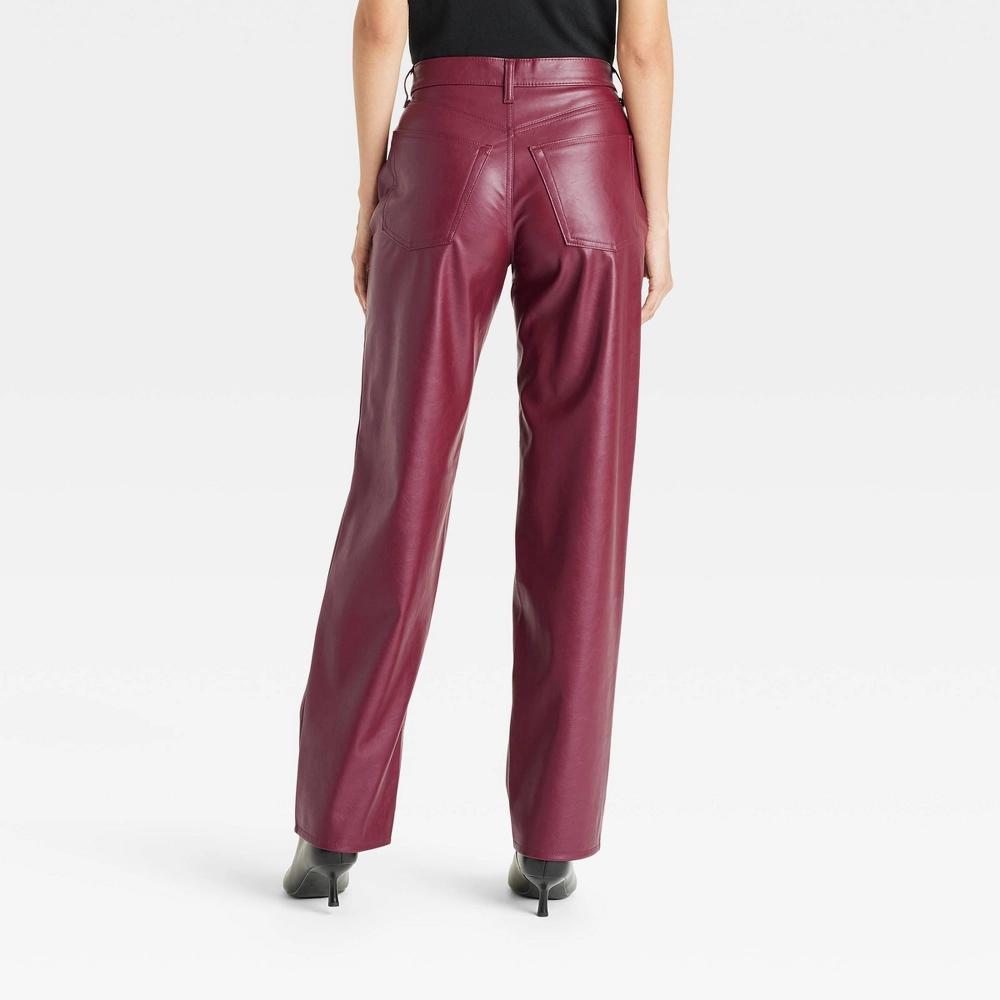 Women's Mid-Rise Faux Leather Baggy Jeans - Universal Thread™ Red Product Image