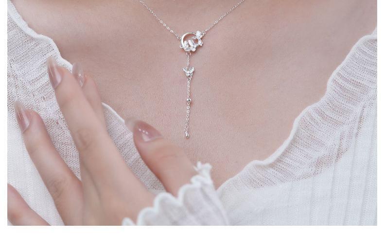 999 Sterling Silver Butterfly Lariat Necklace Product Image