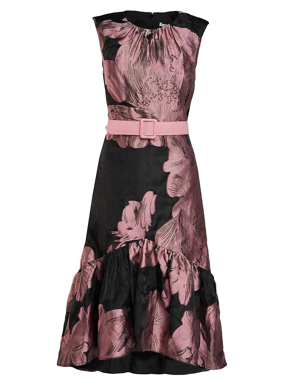 Kay Unger Beatrix Belted Floral High-Low Cocktail Dress Product Image