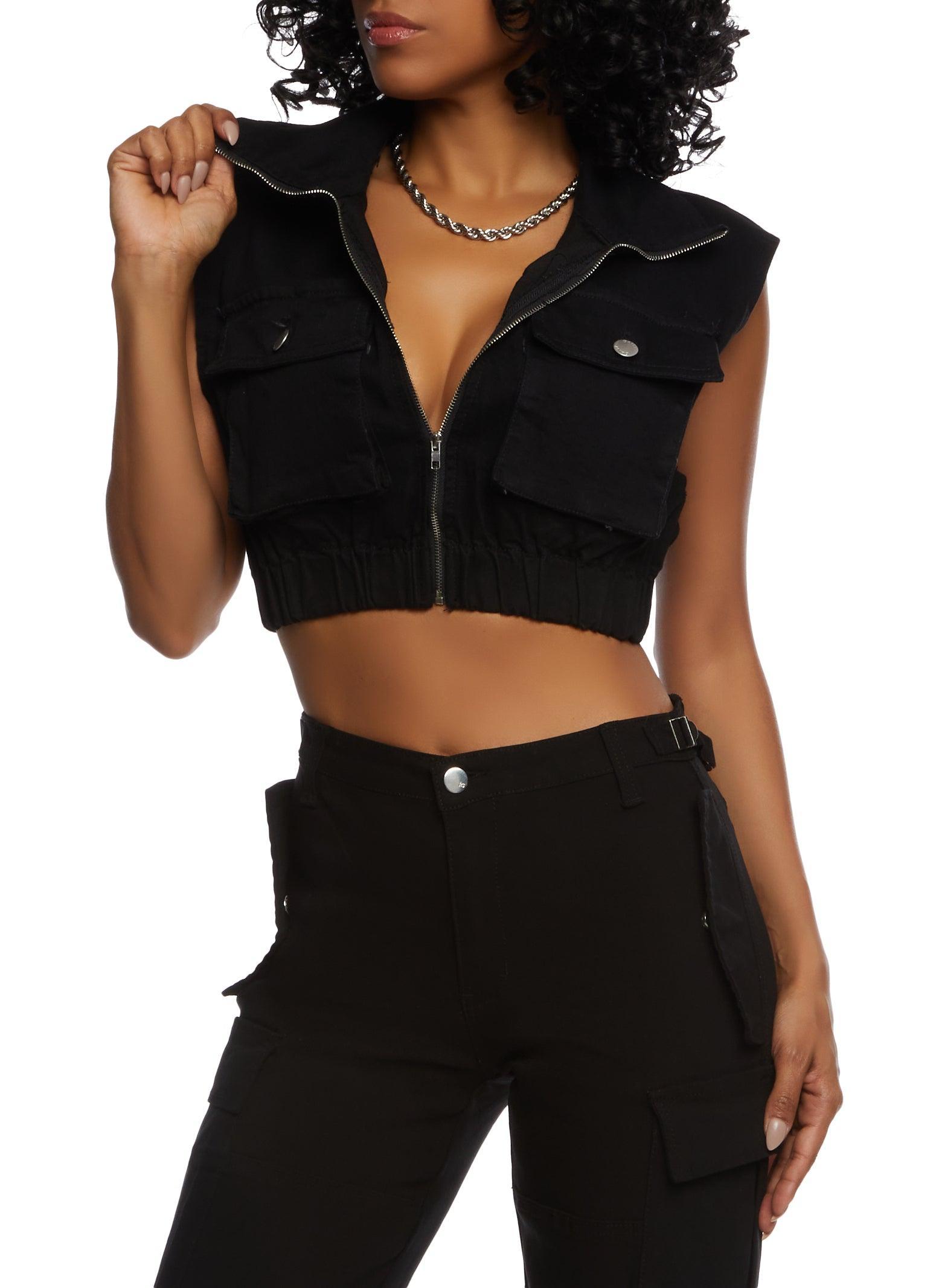 Womens Daisy Denim Cropped Vest Product Image