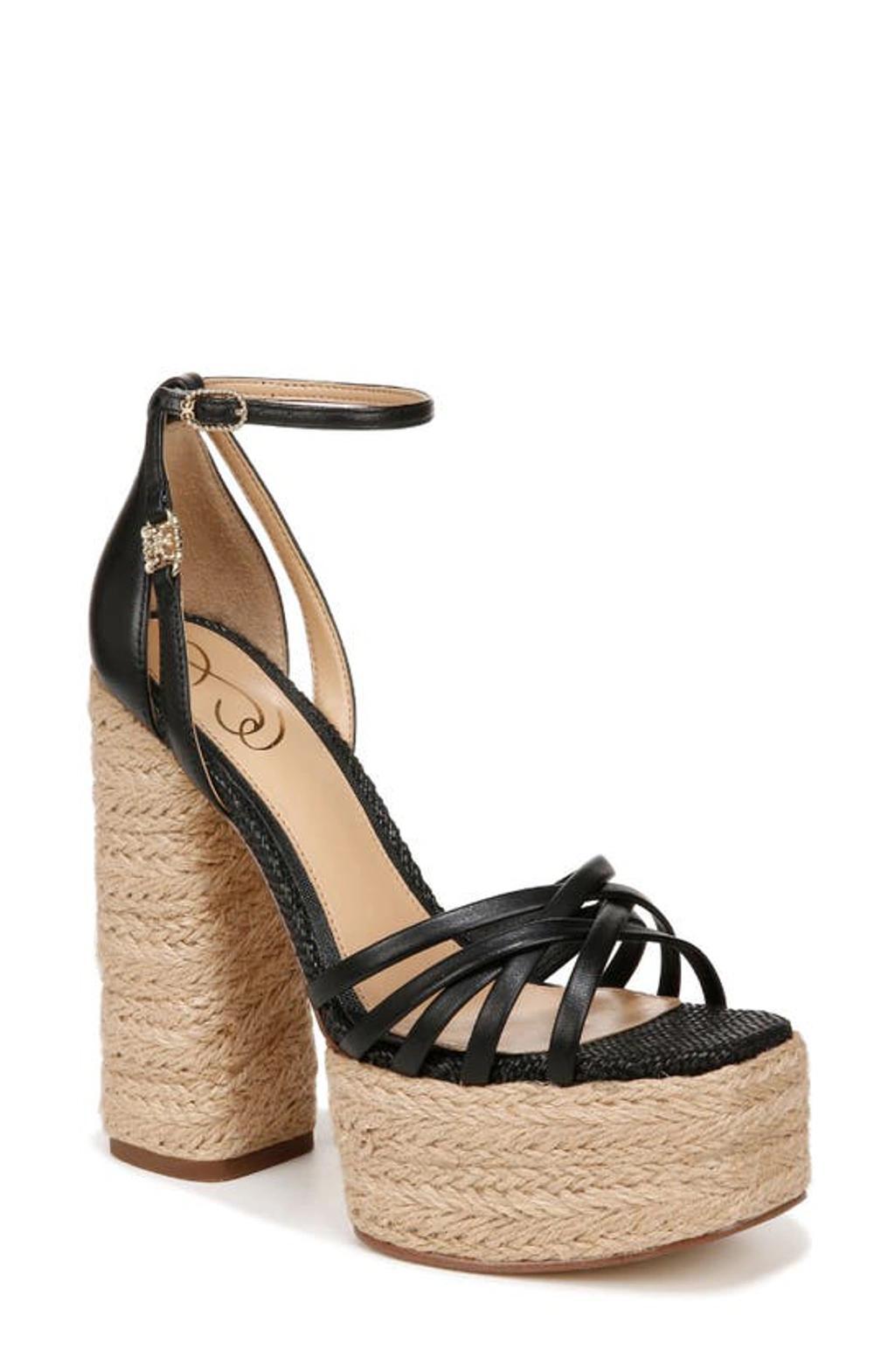 SAM EDELMAN Kade Ankle Strap Espadrille Platform Sandal In Black Product Image