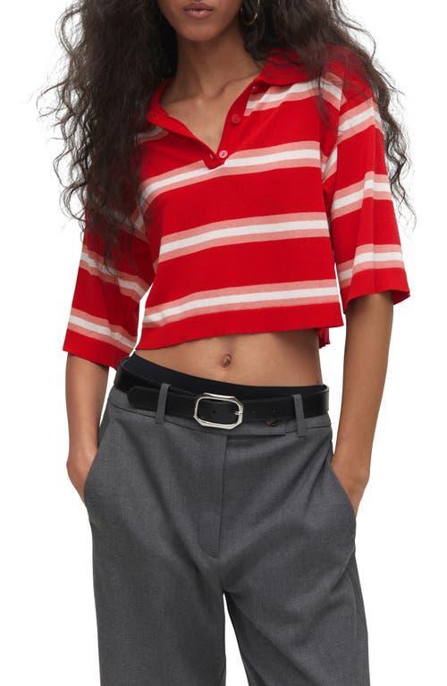 MANGO Stripe Crop Polo Sweater Product Image