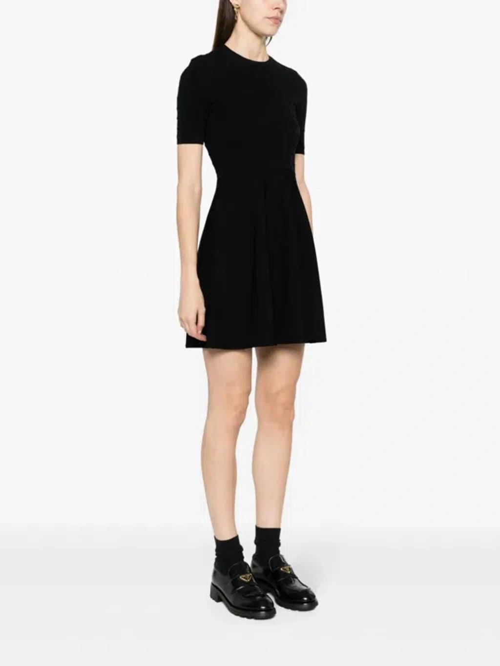 Jacquard-knit Mini Dress In Black Product Image