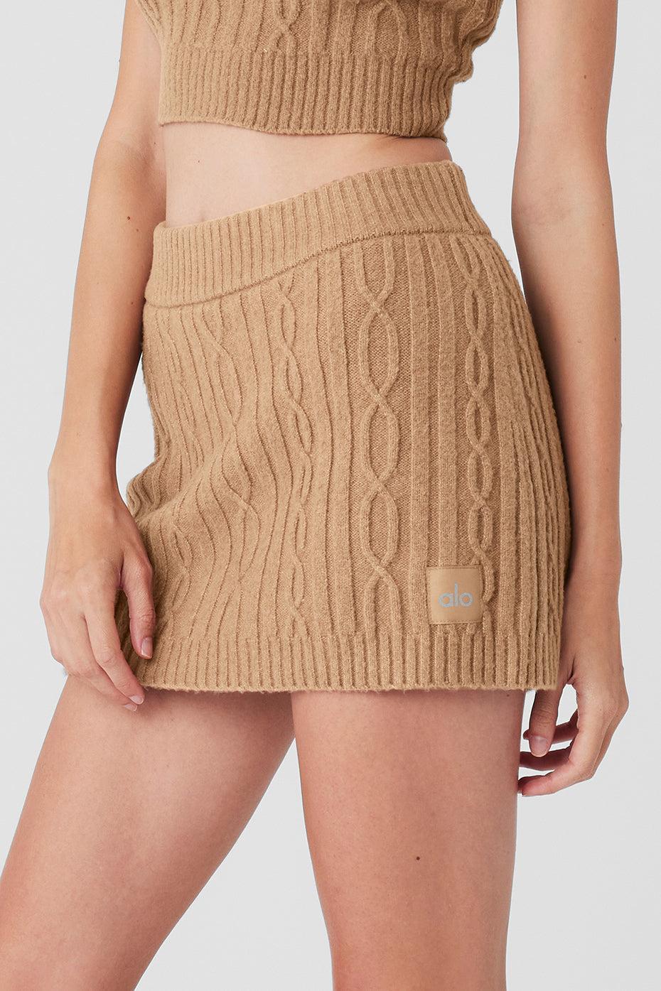 Cable Knit Winter Bliss Mini Skirt - Toasted Almond Female Product Image