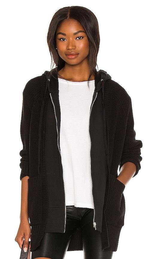 Central Park West Reed Dickie Cardigan in Black. Size L, XS. Product Image