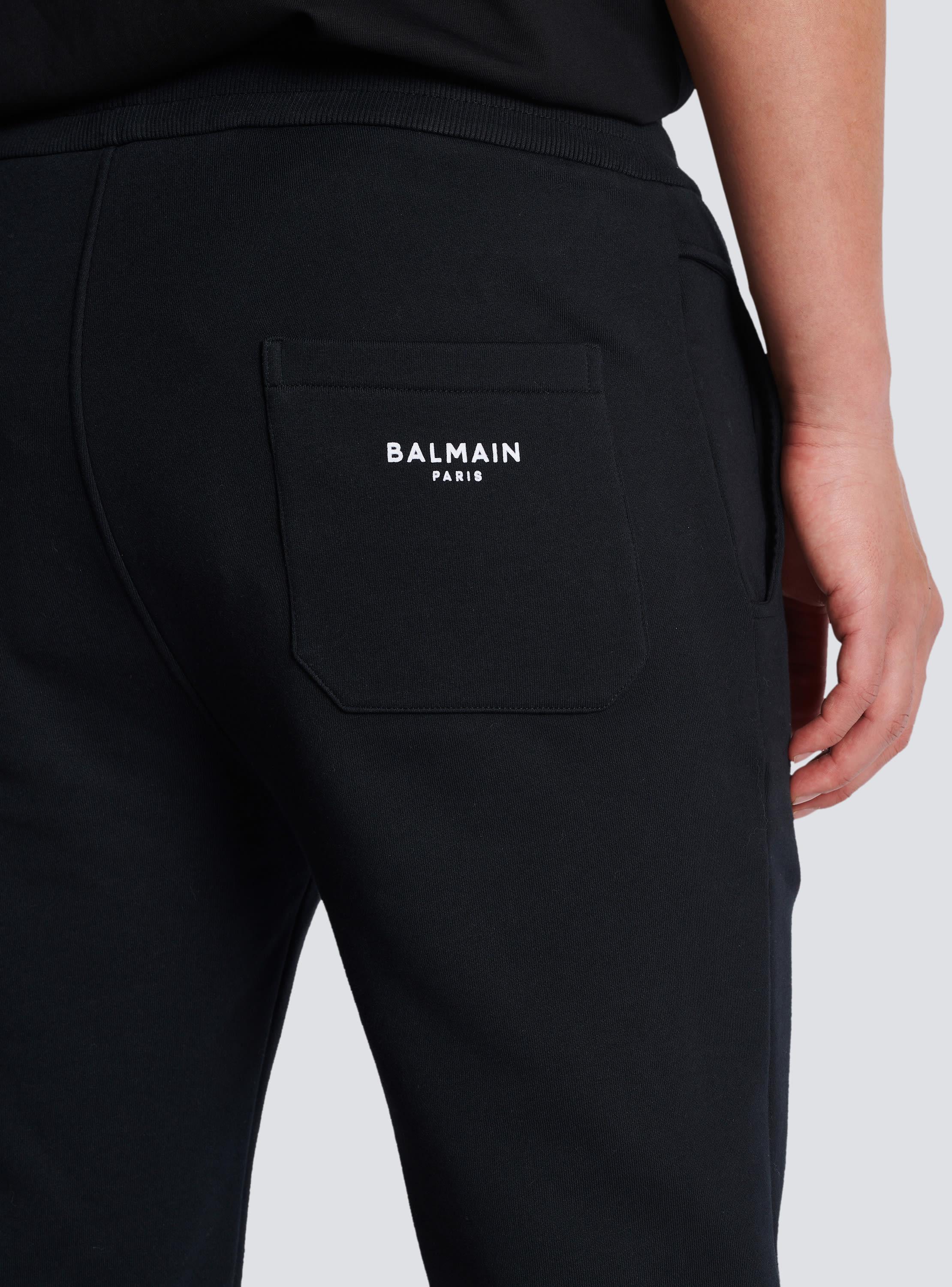 Cotton shorts with flocked Balmain Paris logo Product Image