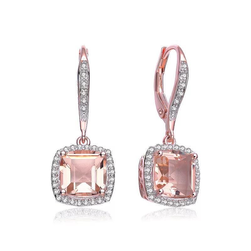 18k Rose Gold over Sterling Silver Cubic Zirconia Drop Earrings, Womens, Pink Tone Product Image