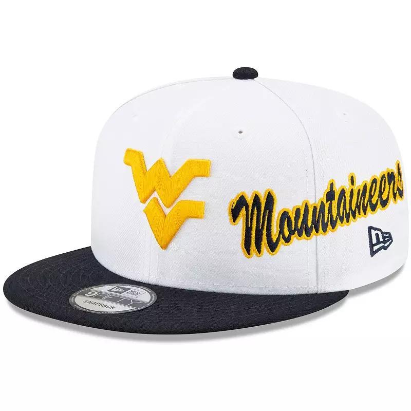 Mens New Era /Navy West Virginia Mountaineers Two-Tone Side Script 9FIFTY Snapback Hat Product Image