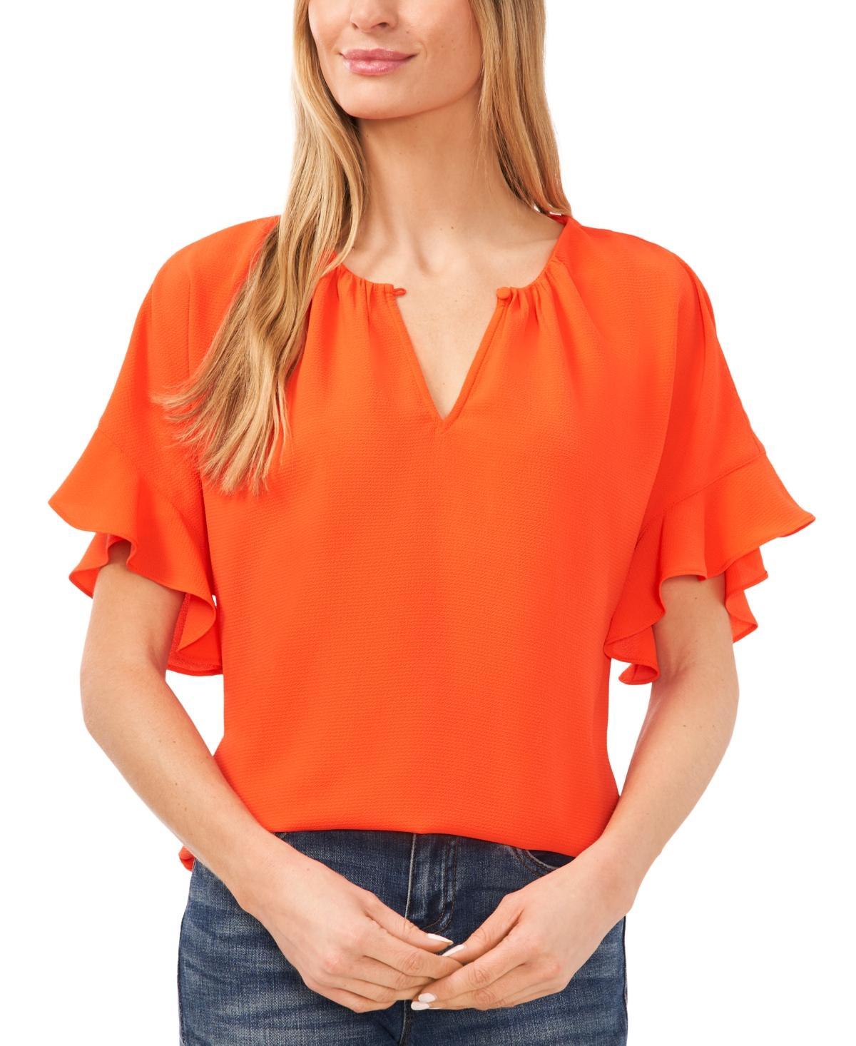 CeCe Ruffle Sleeve Crepe Blouse Product Image