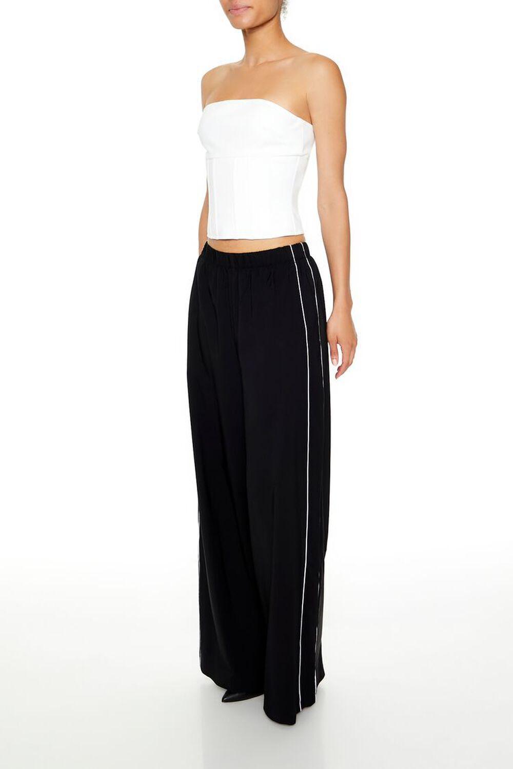 Piped-Trim Wide-Leg Pants | Forever 21 Product Image