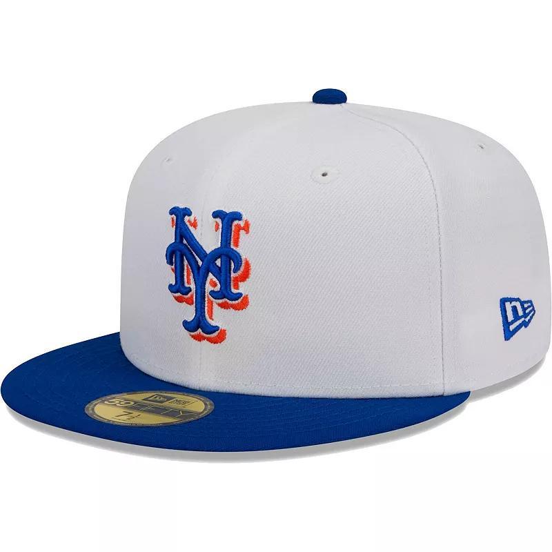 Mens New Era White, Black New York Mets Optic 59FIFTY Fitted Hat Product Image