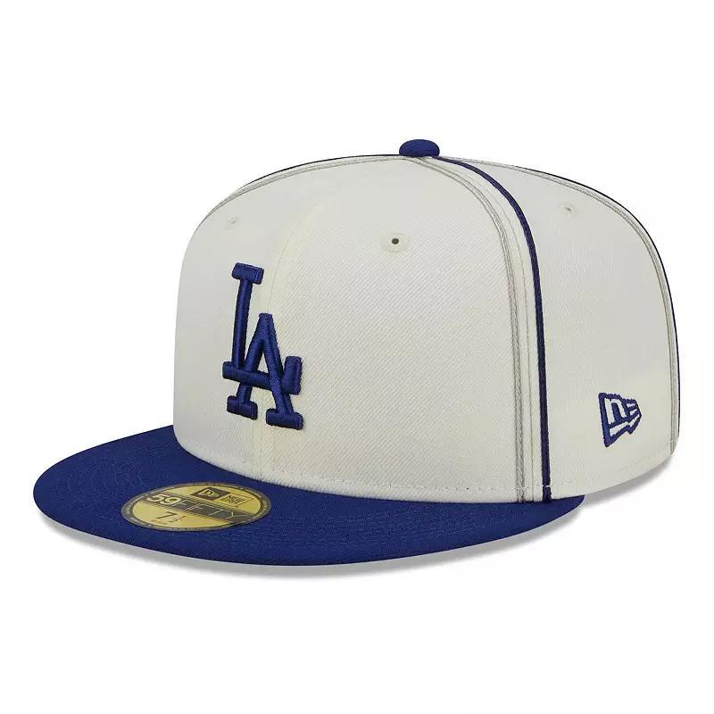 Mens New Era Cream/Royal Los Angeles Dodgers Chrome Sutash 59FIFTY Fitted Hat Product Image