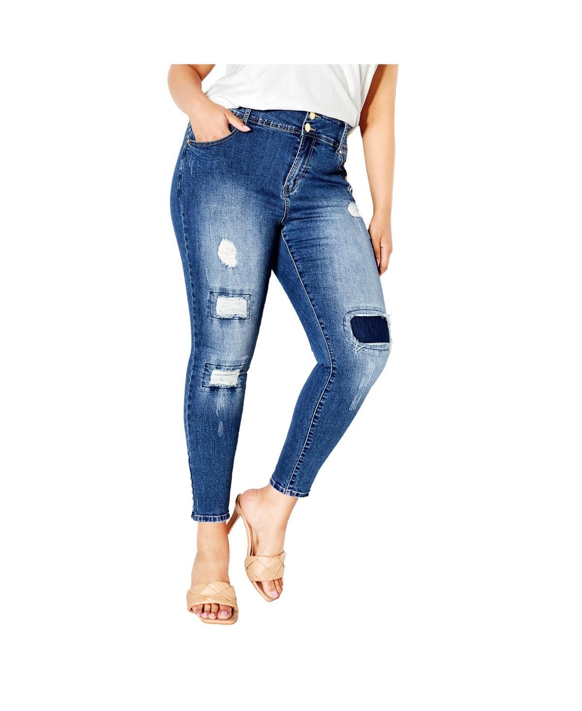 City Chic Womens Patched Apple Skinny Jean Product Image