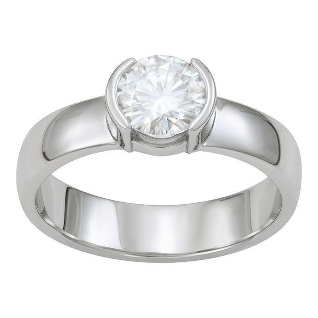 Charles & Colvard 1 Ct. T.w. Lab Created Moissanite Semi Bezel Engagement Ring In 14K White Gold, 5 Product Image