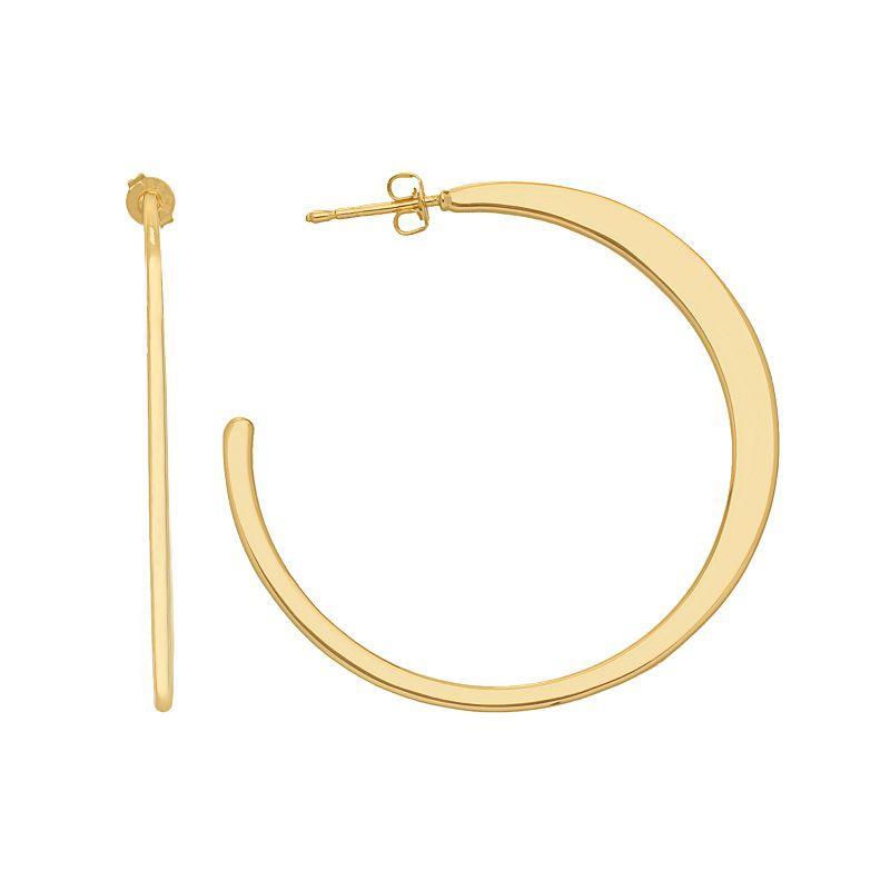 14k Gold Plated Crescent Hoop Earrings, Womens, Yellow Product Image