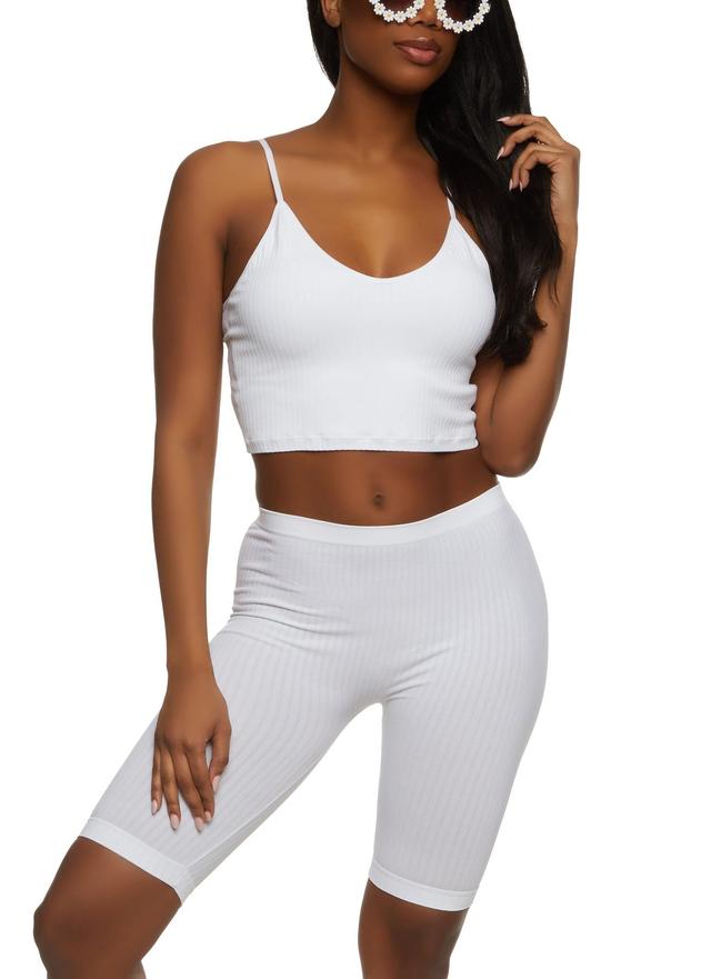 Womens Seamless Ribbed Knit Cropped Cami Product Image