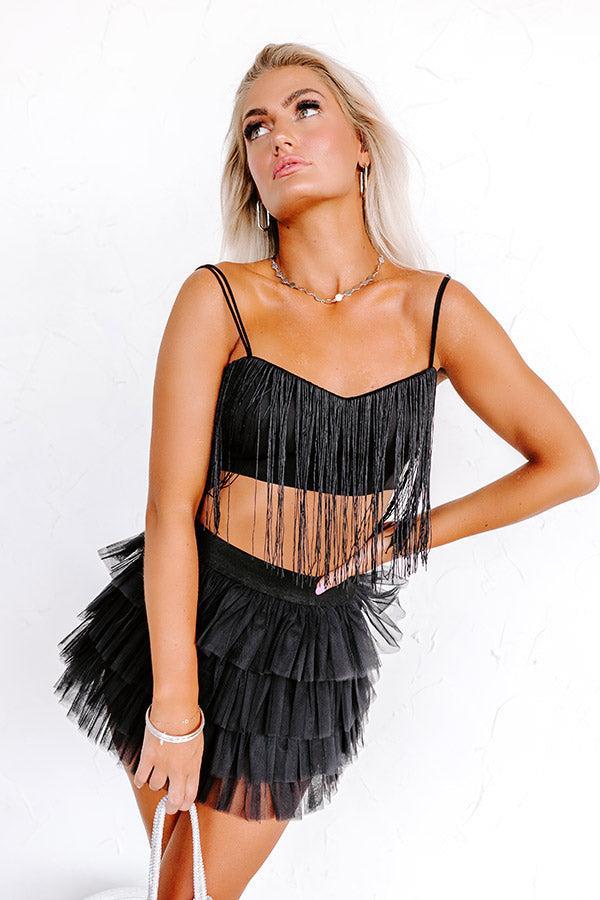 Dancing Into The Night Fringe Crop Top Product Image