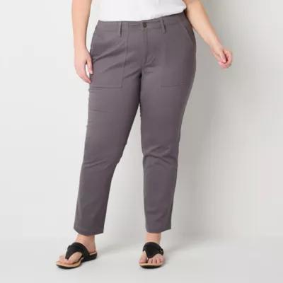 St. John's Bay-Plus Womens Mid Rise Straight Flat Front Pant Product Image