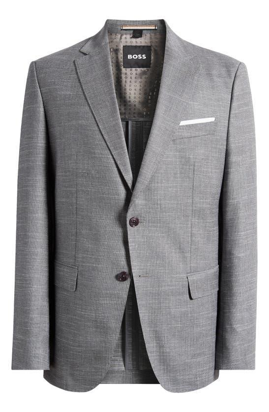 HUGO BOSS Slim-fit Jacket In A Patterned Wool Blend In Silver Product Image