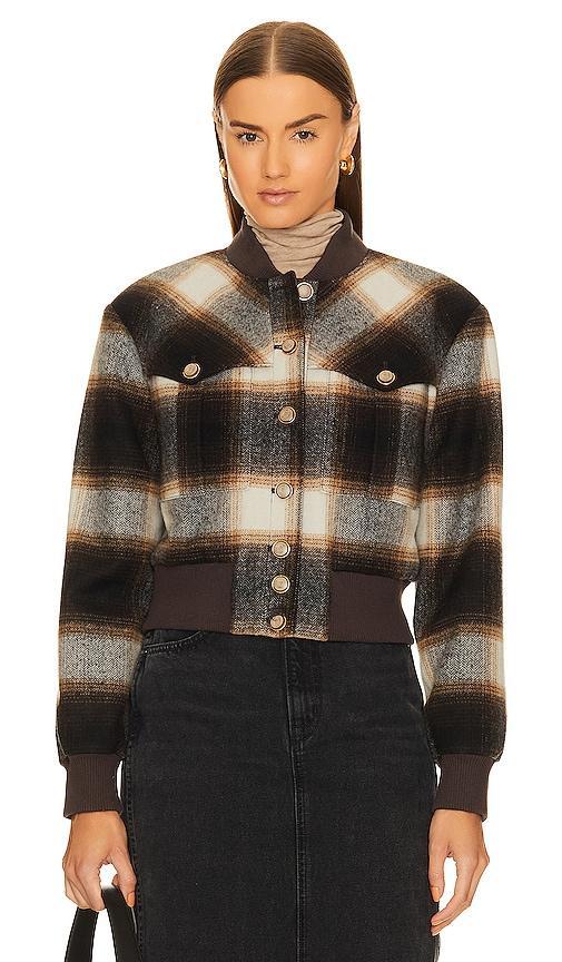 Veronica Beard Stanley Plaid Wool Blend Bomber Jacket Product Image