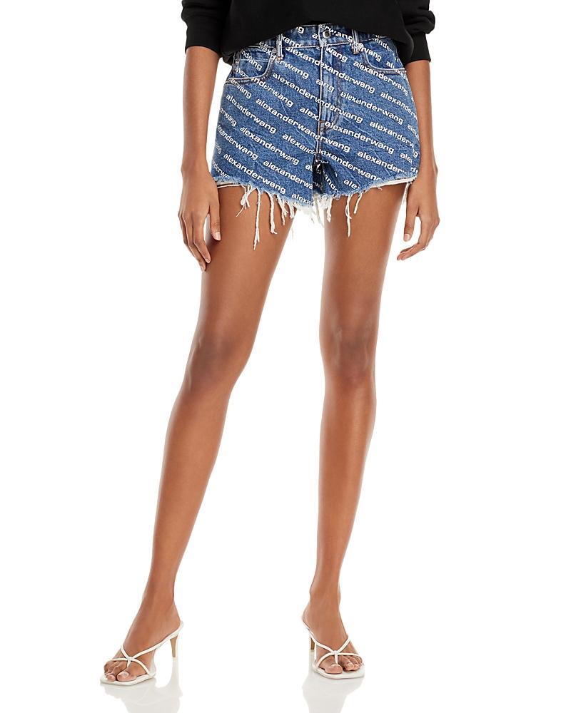 Alexander Wang Bite Logo High Waist Cutoff Denim Shorts Product Image