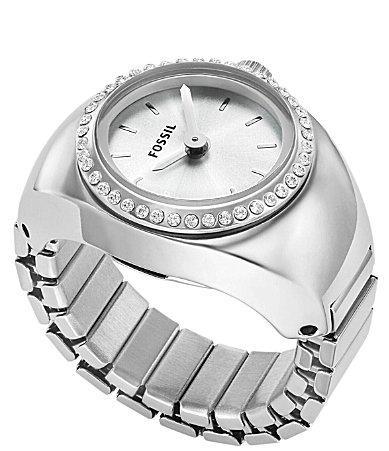 Fossil Womens Watch Ring Two-Hand Silver-Tone Stainless Steel 15mm Product Image