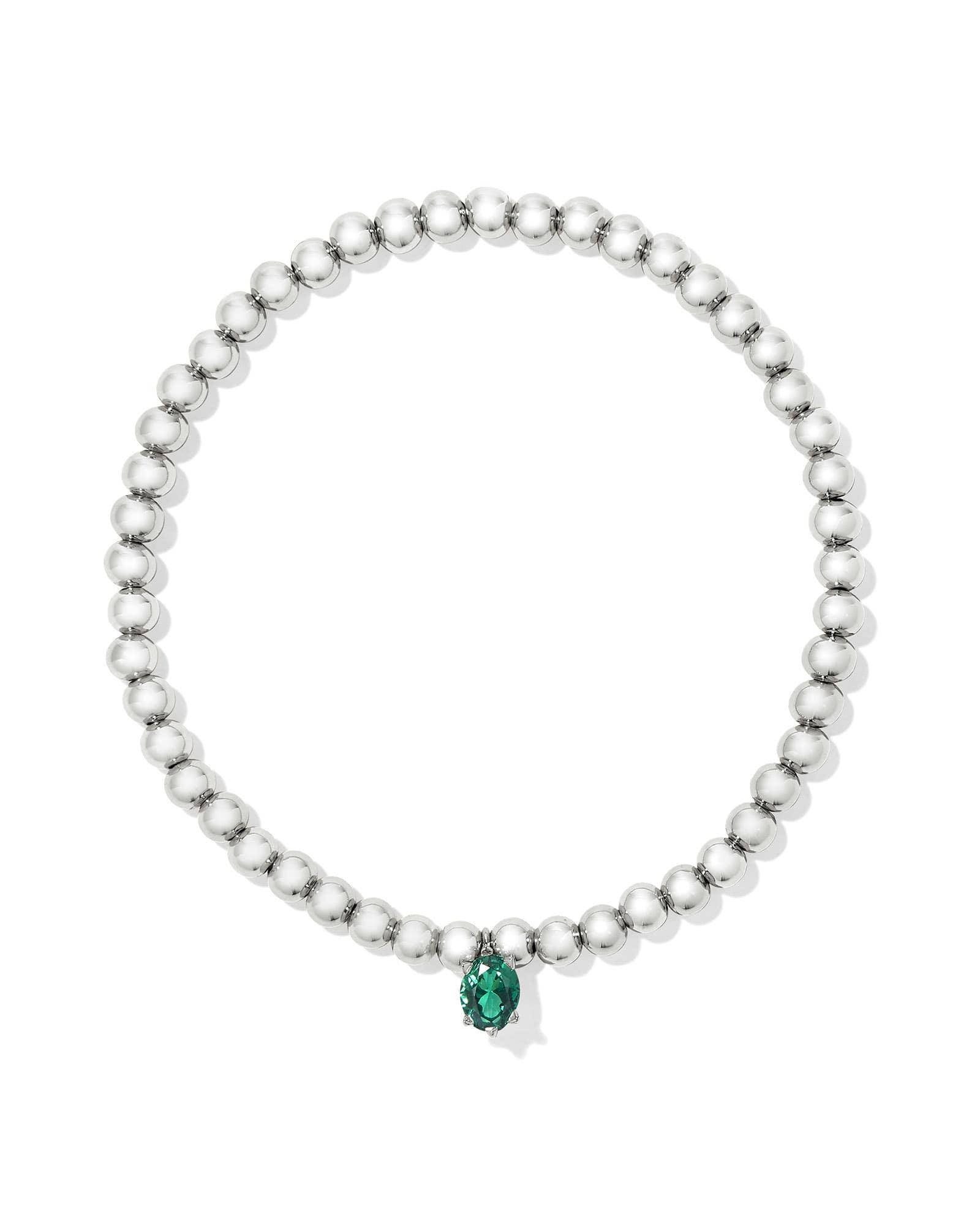 Cailin Silver Stretch Bracelet in Green Crystal Product Image