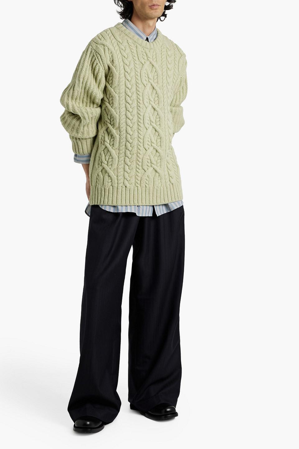 DRIES VAN NOTEN Green Crewneck Sweater In Light Green Product Image