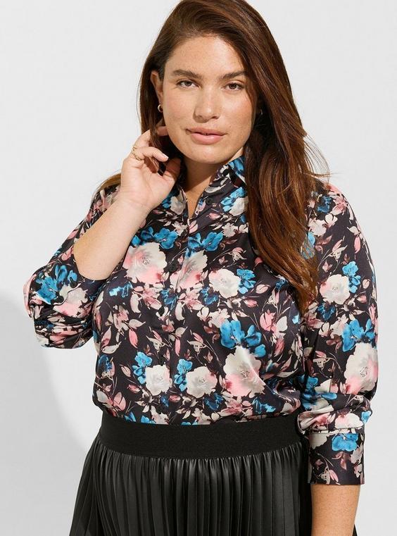 Madison Satin Button-Up Long Sleeve Shirt Product Image