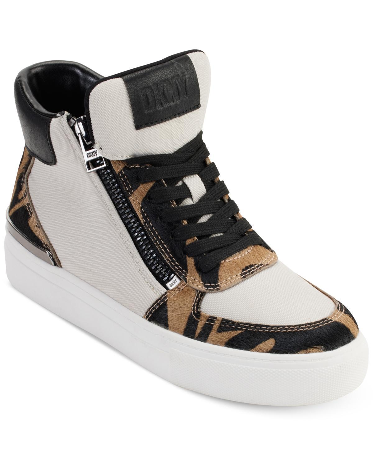 Dkny Womens Cindell Lace-Up Zipper High Top Sneakers - Pebble/ Product Image