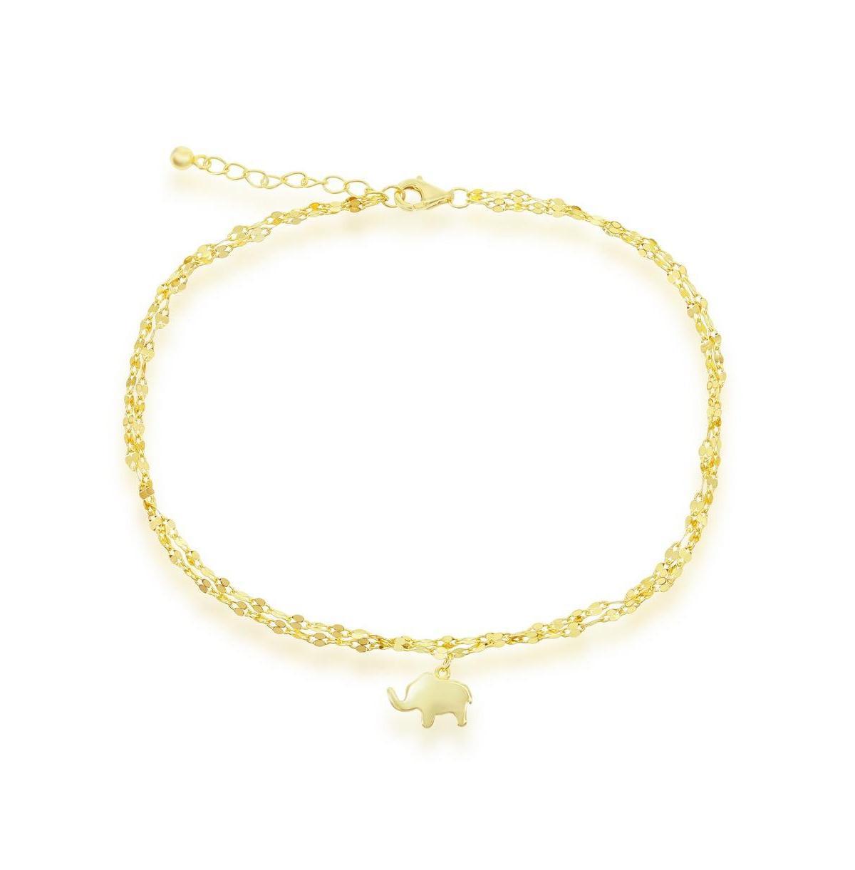 Mirror Chain Elephant Charm Anklet, Womens Gold Tone Product Image