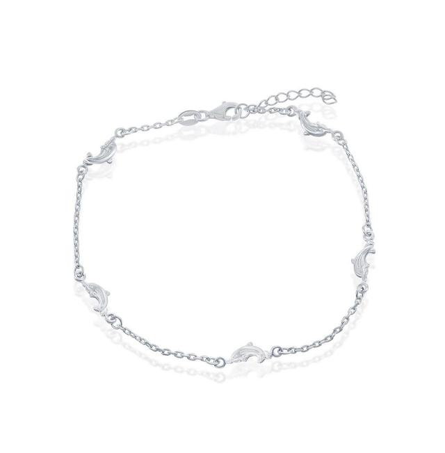 Sterling Silver Dolphins Anklet - Silver Product Image