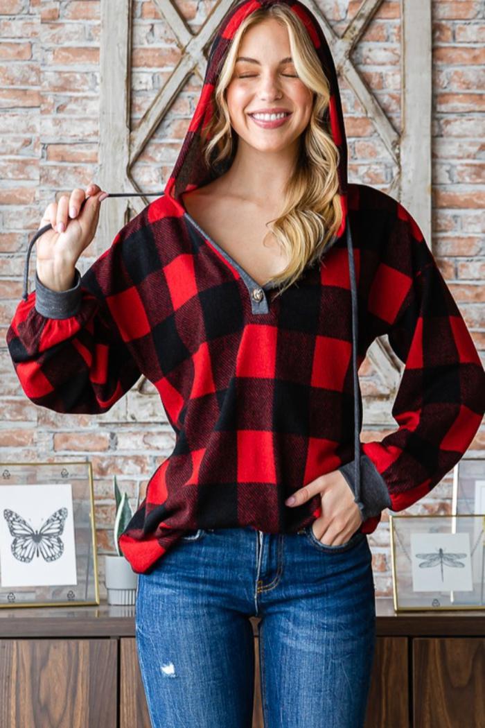 Plaid Hooded Top product image