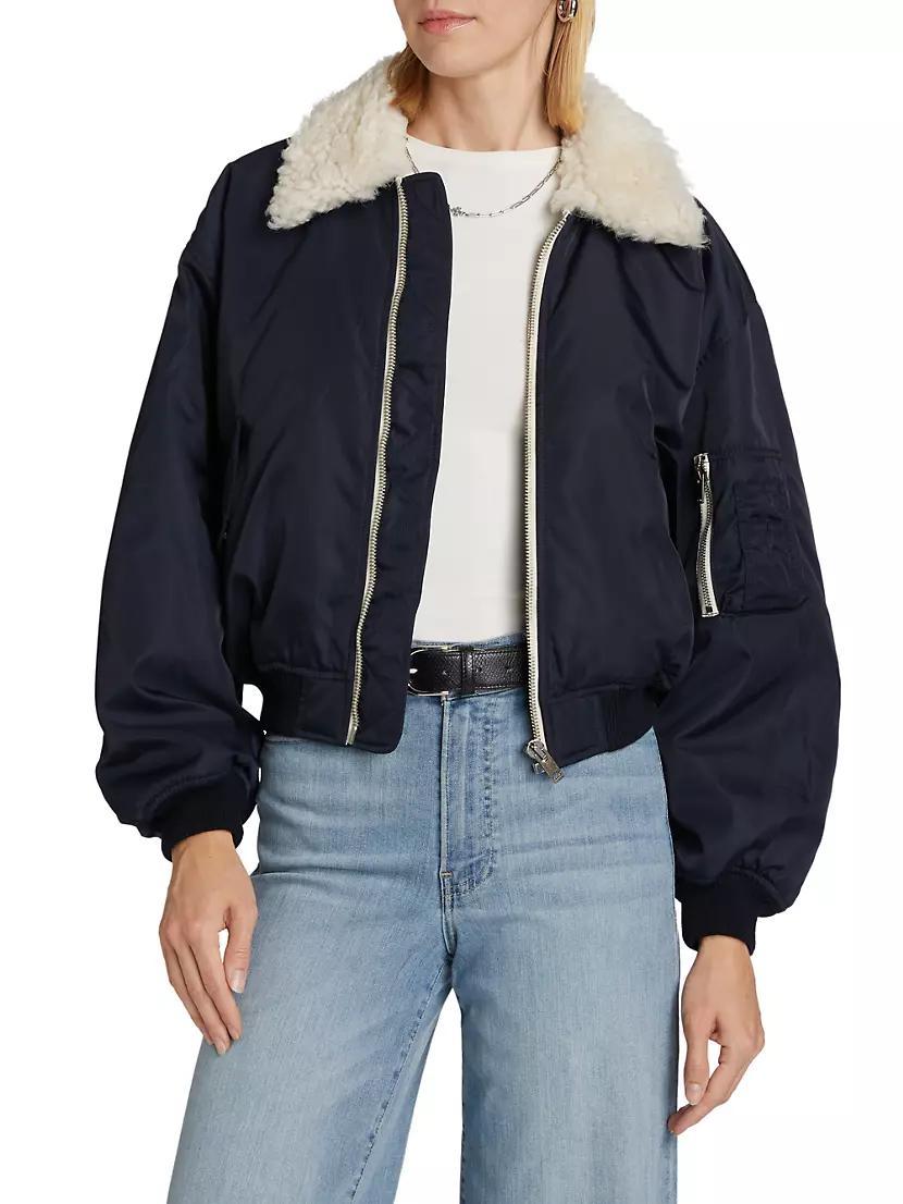 Womens Shrunken Nylon Bomber Jacket Product Image