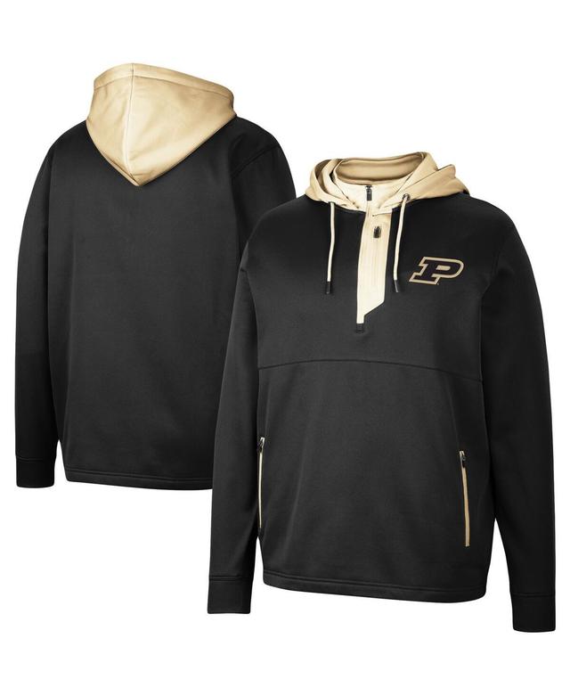 Mens Colosseum Black Purdue Boilermakers Luge 3.0 Quarter-Zip Hoodie Product Image