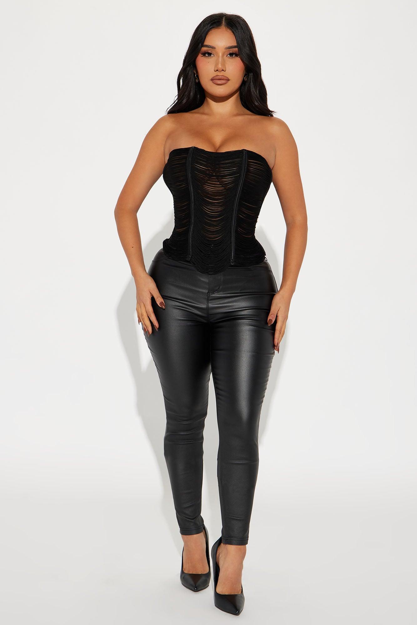 Flirty In Fringe Mesh Corset - Black Product Image