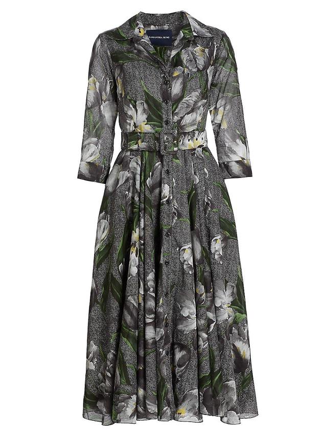 Womens Aster Floral Cotton Belted Shirtdress Product Image