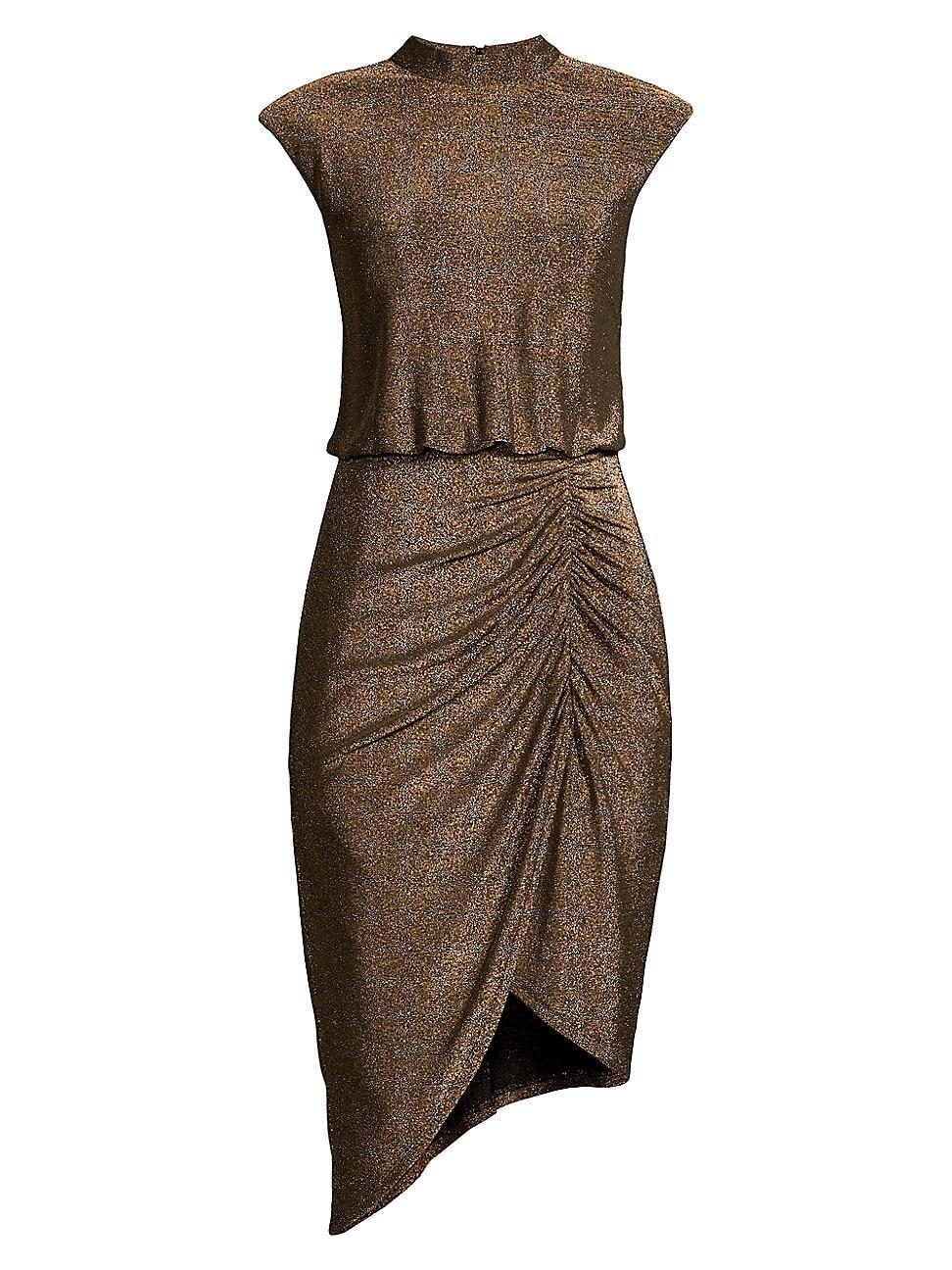 Womens Sparkly Ruched Asymmetric Dress Product Image