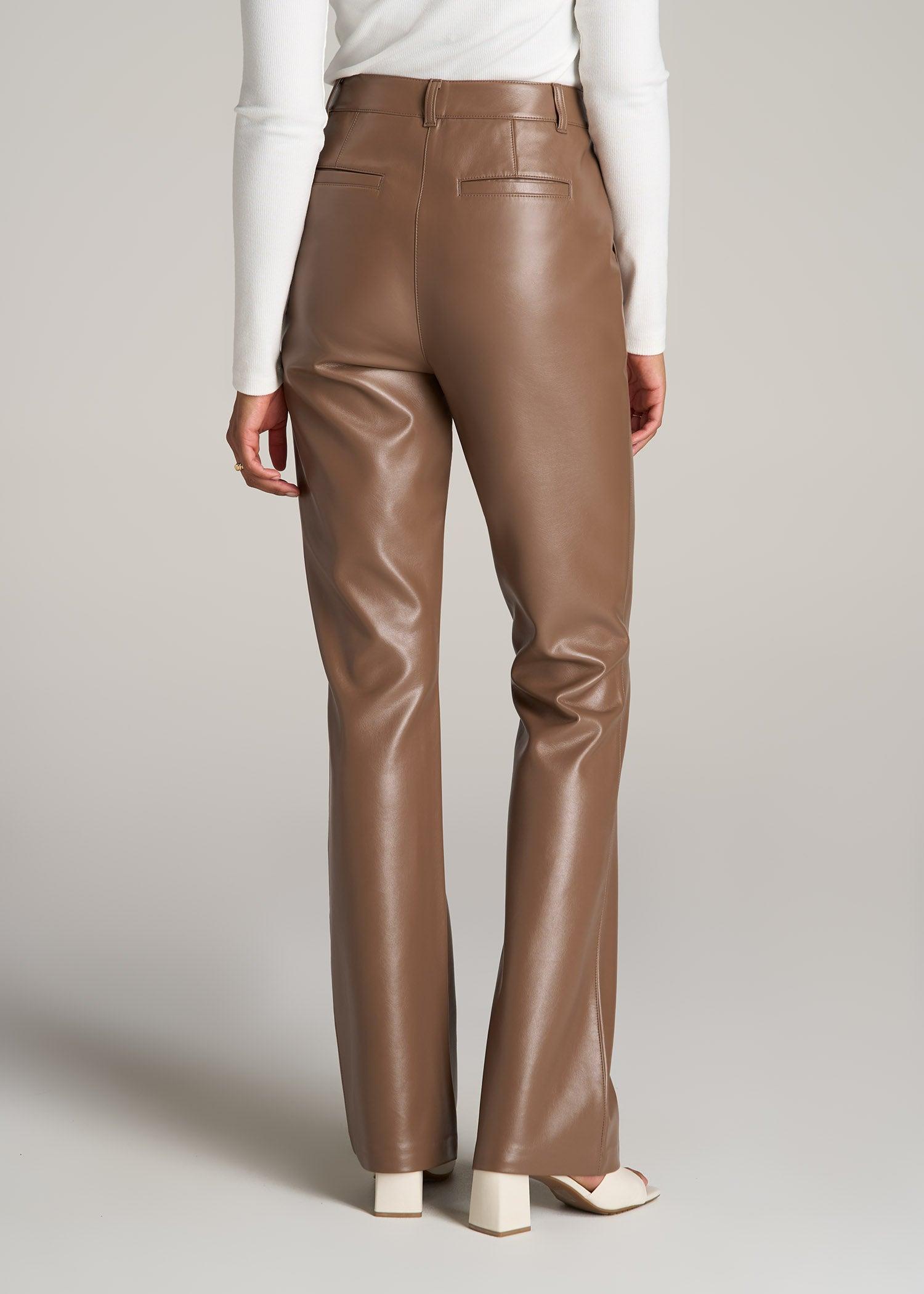 High Rise Flare Faux Leather Pants for Tall Women in Aztec Brown Female Product Image