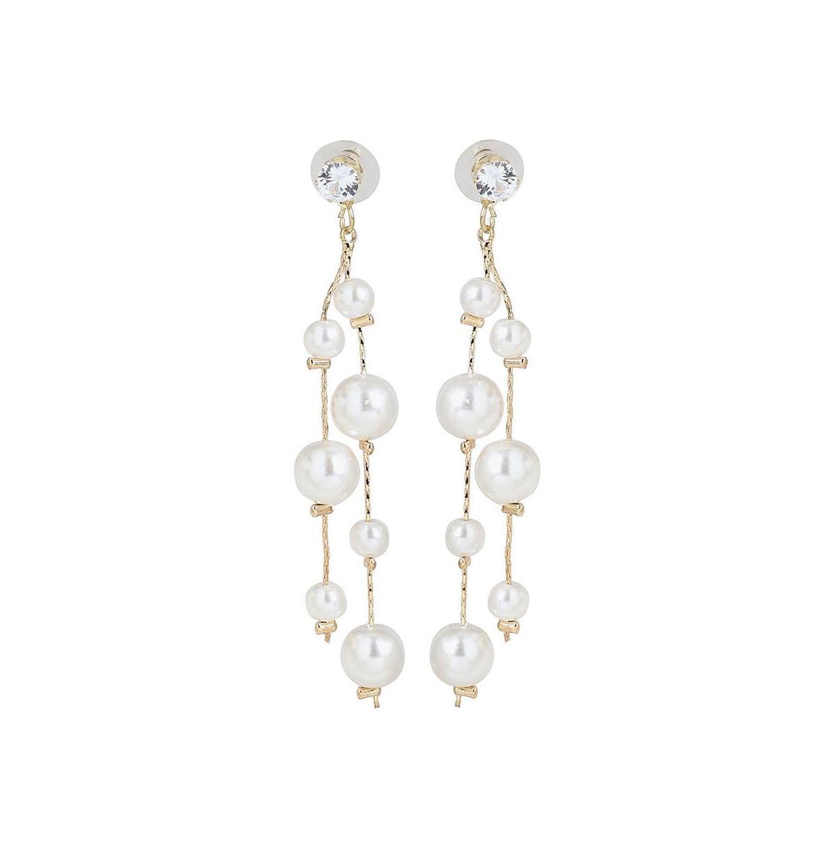 Sohi Womens White Drop Earrings Product Image