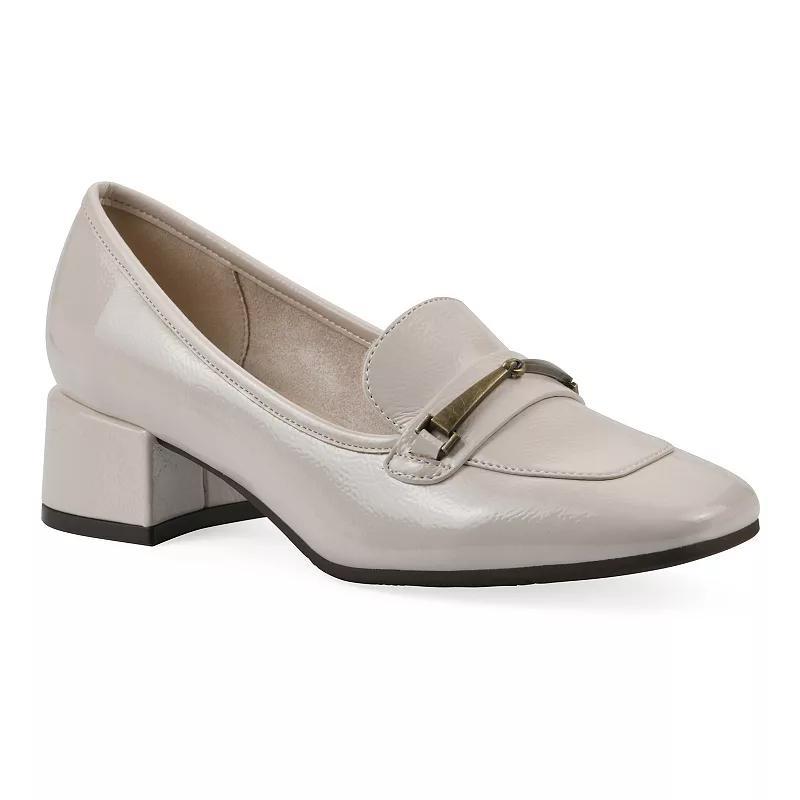 Cliffs by White Mountain Quinna Womens Block Heel Pumps Ivory Patent Product Image