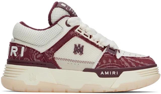 Burgundy & Off-white Bandana Denim Ma-1 Sneakers Product Image