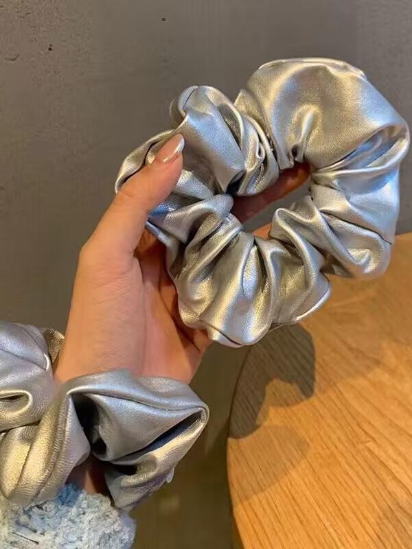 Elasticity Pleated Shiny Solid Color Hair Accessories Scrunchy Product Image