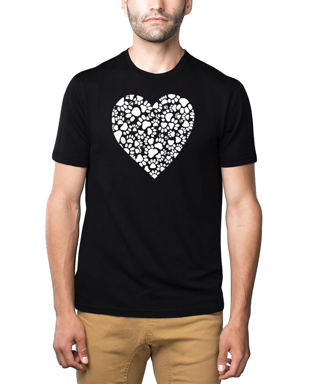 Mens Premium Blend Word Art Paw Prints Heart T-shirt Product Image