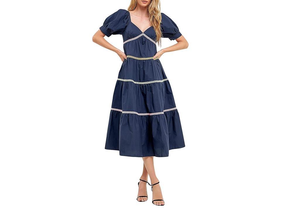 English Factory Multicolor Trim Midi Dress Women's Dress Product Image